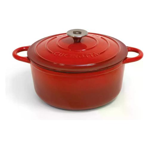 Nordica Pentola con coperchio ghisa (24x16cm) CUCINOTTA Rosso 7019000