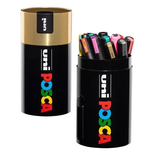 Uniposca Set pennarelli marcatori Gift Box Oro Pc 5M tratto medio 18 pz Colori assortiti 306614