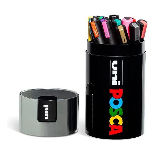Uniposca Set pennarelli marcatori Gift Box Argento Pc 5M tratto medio 18 pz Colori assortiti 306610