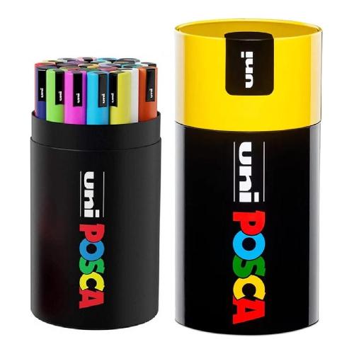 Uniposca Set pennarelli marcatori Gift Box Giallo Pc 5M tratto medio 18 pz Colori assortiti 306616