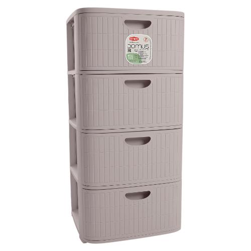 Stefanplast Cassettiera salvaspazio 4C (40x40x80cm) DOMUS HOME COLLECTION Greige 90101
