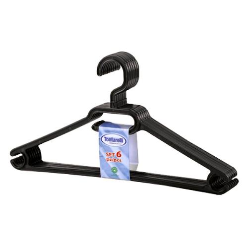 Tontarelli Set grucce 6pz con supporto porta cravatte EASY Nero 9092969006