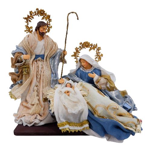 Amicasa Natività con capanna (30cm) Resina, Tessuto SACRA FAMIGLIA DIVINA