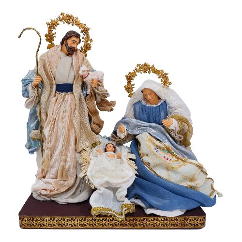 Amicasa Natività con capanna (36cm) Resina, Tessuto SACRA FAMIGLIA DIVINA