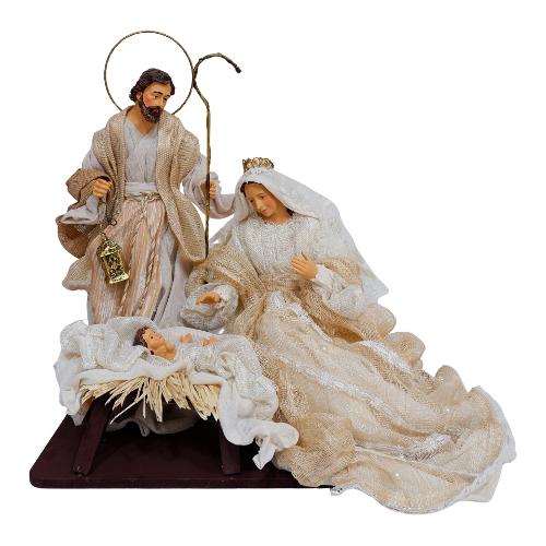 Amicasa Natività con capanna (36cm) Resina, Tessuto SACRA FAMIGLIA FILIPIANA