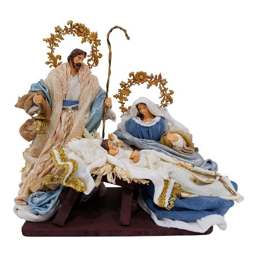 Amicasa Natività con capanna (25cm) Resina, Tessuto SACRA FAMIGLIA DIVINA