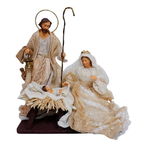 Amicasa Natività con capanna (30cm) Resina, Tessuto SACRA FAMIGLIA FILIPIANA