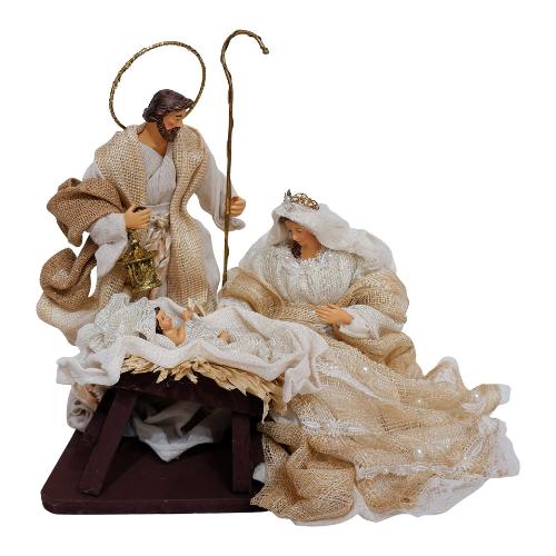 Amicasa Natività con capanna (25cm) Resina, Tessuto SACRA FAMIGLIA FILIPIANA