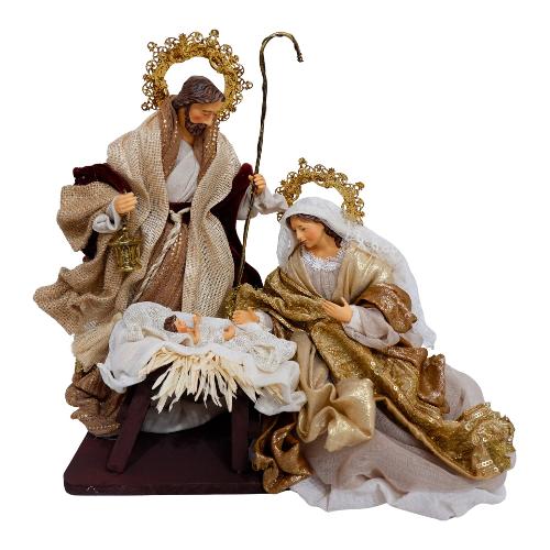 Amicasa Natività con capanna (30cm) Resina, Tessuto SACRA FAMIGLIA CRISTINA