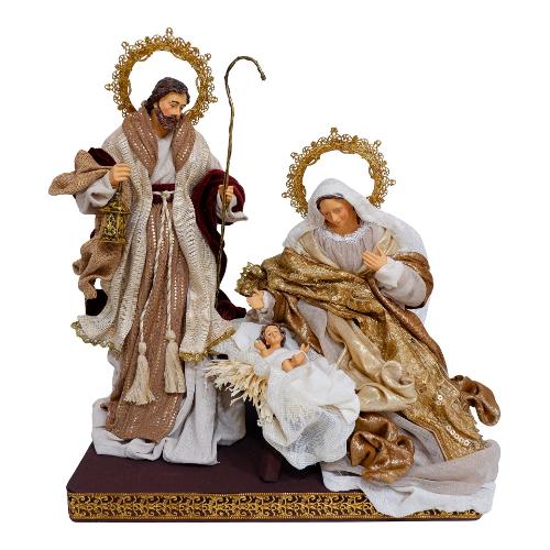 Amicasa Natività con capanna (37cm) Resina, Tessuto SACRA FAMIGLIA CRISTINA