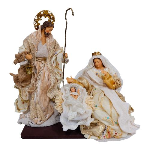 Amicasa Natività con capanna (30cm) Resina, Tessuto SACRA FAMIGLIA LOVELLA