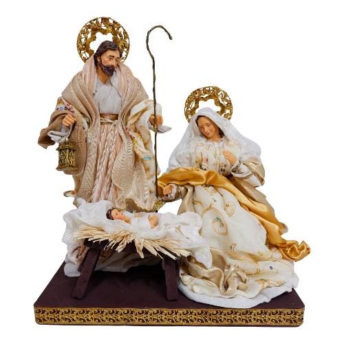 Amicasa Natività con capanna (37cm) Resina, Tessuto SACRA FAMIGLIA LOVELLA