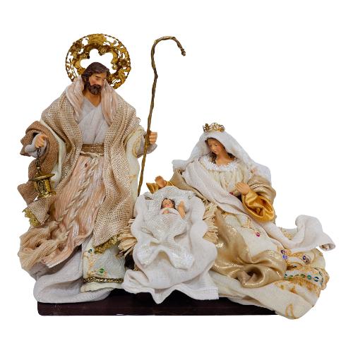 Amicasa Natività con capanna (25cm) Resina, Tessuto SACRA FAMIGLIA LOVELLA