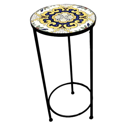 Amicasa Porta piante tondo grande SICILIA Nero multicolor AH25027