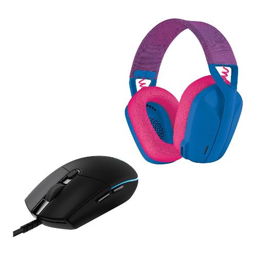 Logitech Cuffie gaming G SERIES Bundle G435 Lightspeed + Mouse G203 Blue e Black 991 000528