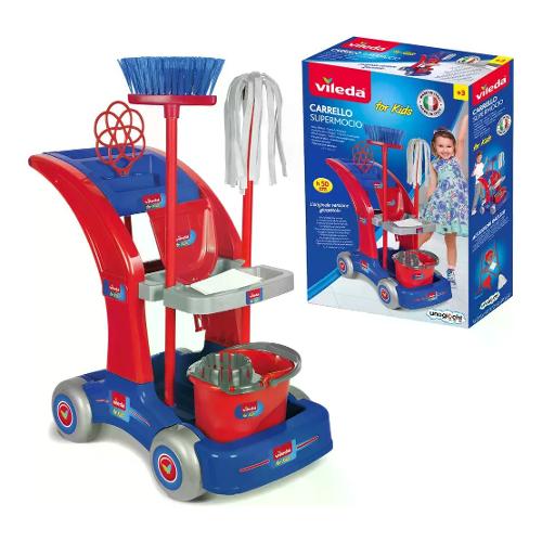 Grandi Giochi Carrello pulizia giocattolo Maxi Super Mocio (49,5cm) VILEDA FOR KIDS Rosso e Blu VLE00000
