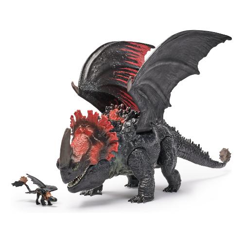 Spin Master Drago Morte Rossa Furia Divoratrice con mini drago Sdentato (28cm) DRAGONS 6072650