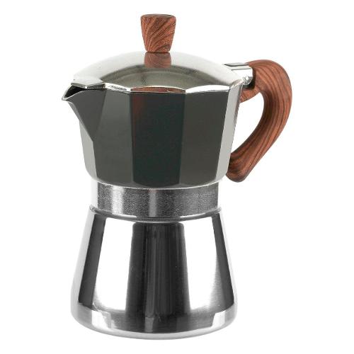 Cme Caffettiera Inox 3 Tazze MOKARINA manico bakelite effetto legno Grigio LY 08