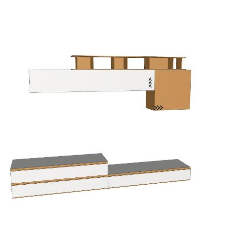 Santa Lucia ALPHA Parete soggiorno Matwood white e Eco corallo