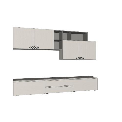 Santa Lucia ALPHA Parete soggiorno Matwood silk e Clay dark