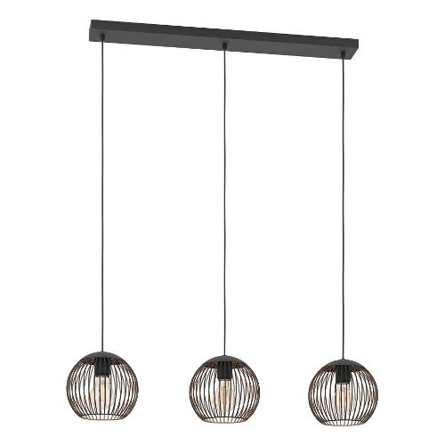 Eglo Sospensione ALMANZORA Nero e Rame (90x20x110cm) 901869 3 luci - E27 - 180W