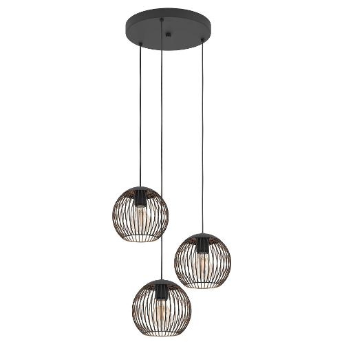 Eglo Sospensione ALMANZORA Nero e Rame (46,5x46,5x130cm) 901871 3 luci - E27 - 180W