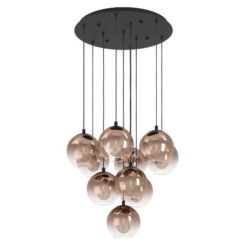 Eglo Sospensione ARISCANI 1 Nero e Tinta rame (64,5x64,5x110cm) 901926 10 luci - E27 - 600W