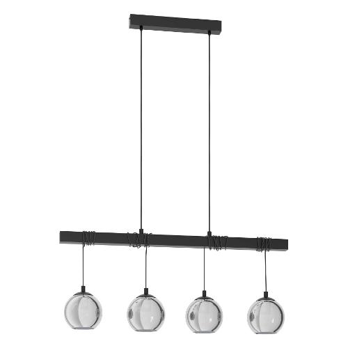 Eglo Sospensione ARGALLO Nero, Nero trasparente (100x23x150cm) 39761 4 luci - E27 - 160W