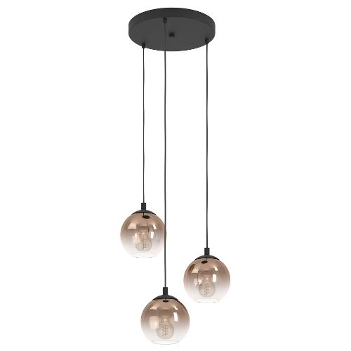 Eglo Sospensione ARISCANI 1 Nero e Tinta rame (42,5x42,5x110cm) 901925 3 luci - E27 - 180W