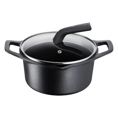 Lagostina Casseruola Alluminio antiaderente (20cm) fonda con coperchio AROMA Nero 010260031220