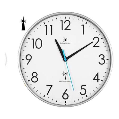 Lowell Orologio da parete (30cm) radio controllato JUSTAMINUTE Silver 00917RCS