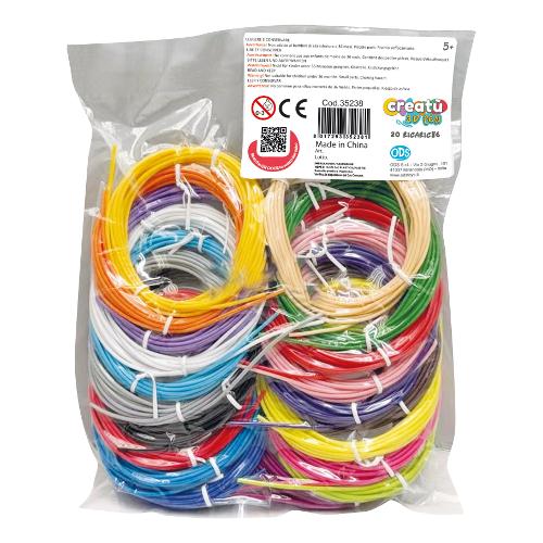 Ods Ricariche PCL 20 pz da 3 mt per penna 3D CREATU' Colori assortiti 35238