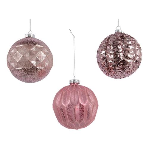 Kaemingk Pallina albero Natale (1pz-10cm) Vetro Pink Assortito 062321