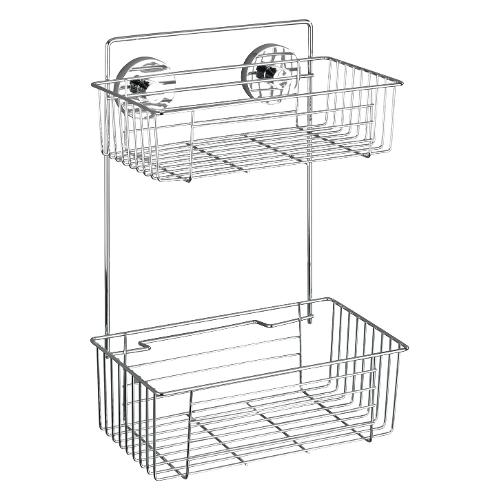 Wenko Porta oggetti box doccia 2 ripiani VACUUM LOC Cromo lucido (26x17x38 cm) 20889100
