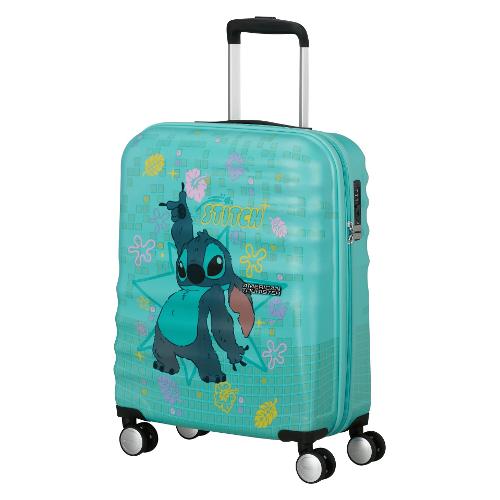 American Tourister Trolley cabina rigido tg. S (36Lt) 4 ruote Wavebreaker (40x20x55cm) STITCH flower 152579 A721