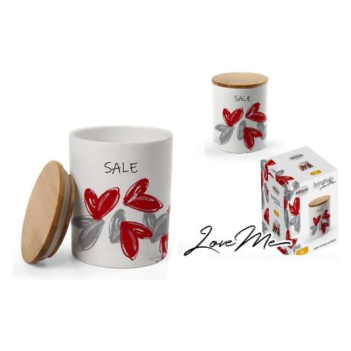Gicos Barattolo ceramica (10x13cm) LOVE ME BELLINTAVOLA Sale Bianco e Rosso 906312
