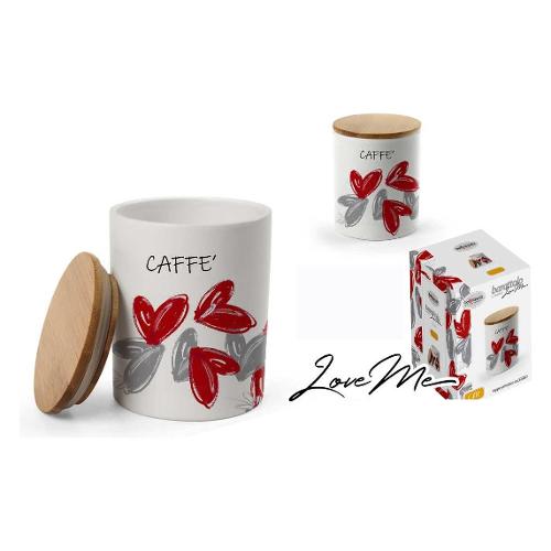 Gicos Barattolo ceramica (10x13cm) LOVE ME BELLINTAVOLA Caffè Bianco e Rosso 906336