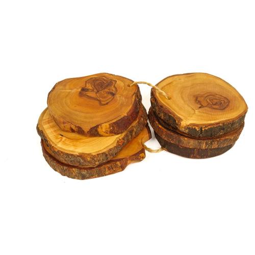 Arte Legno Spello Set sottobicchieri 6 pz Legno rustici Ulivo naturale SOTR6