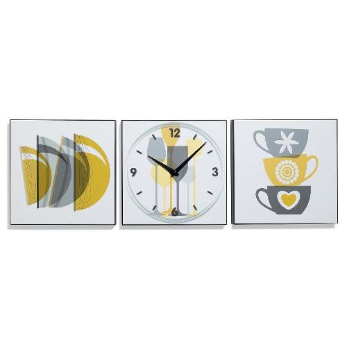 Mercury Orologio da parete (25x25cm) composizione con due quadretti abbinati 11916
