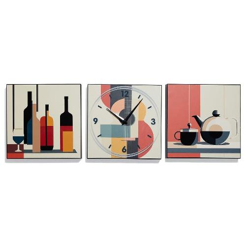 Mercury Orologio da parete (25x25cm) composizione con due quadretti abbinati 11930