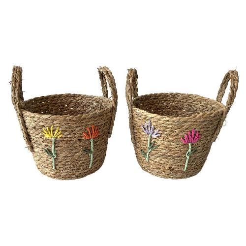 Mercury Porta vaso cesto decorato fiori assortito (20x16 cm) 03553