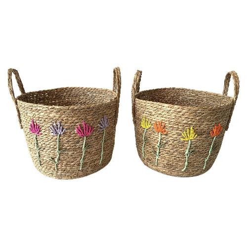 Mercury Porta vaso cesto decorato fiori assortito (31x24 cm) 03577