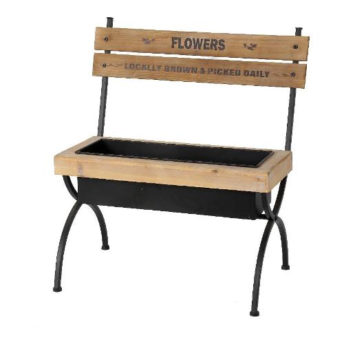 Mercury Porta piante Panchina Flowers (57x33x62 cm) Nero e Natural 09807