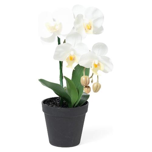 Mercury Pianta artificiale Orchidea bianca con vaso plastica (22x32cm) 34116