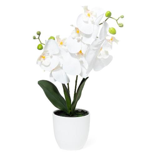 Mercury Pianta artificiale Orchidea bianca con vaso plastica (20x42cm) 36028