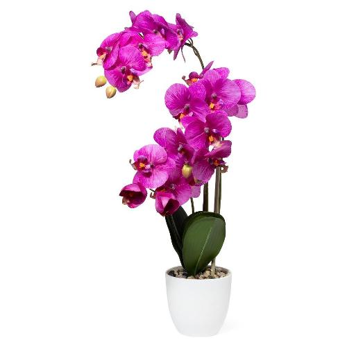 Mercury Pianta artificiale Orchidea fucsia con vaso plastica (30x52cm) 36011