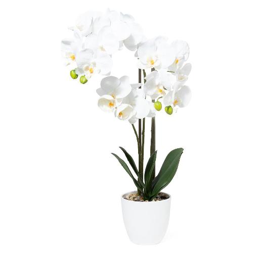 Mercury Pianta artificiale Orchidea bianca con vaso plastica (30x52cm) 36004
