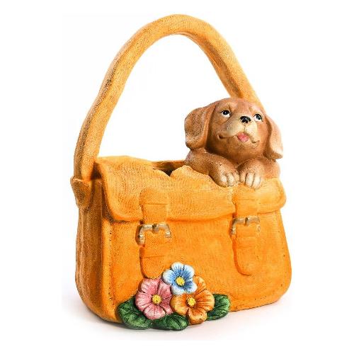 Mercury Vaso Poliresina (32x22,5x42cm) Cagnolino viaggiatore Giallo 01535