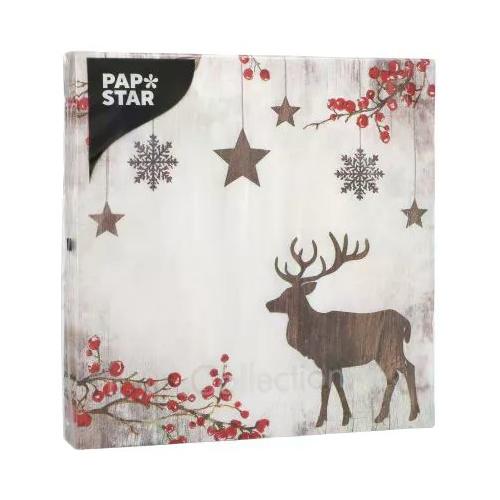 Pap Star Set tovaglioli monouso 20pz 3 Veli Deer CHRISTMAS 37220