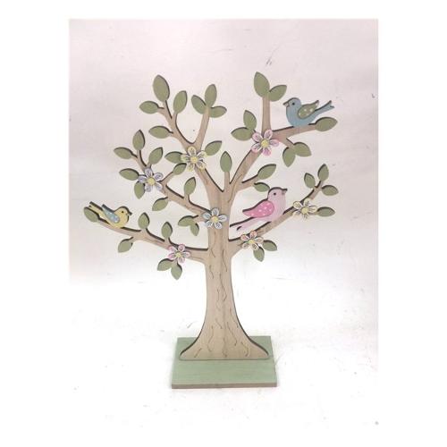 Creare Italia Decoro Albero Mdf con base fiori e uccellini Assortito (25x7x36 cm) 19458